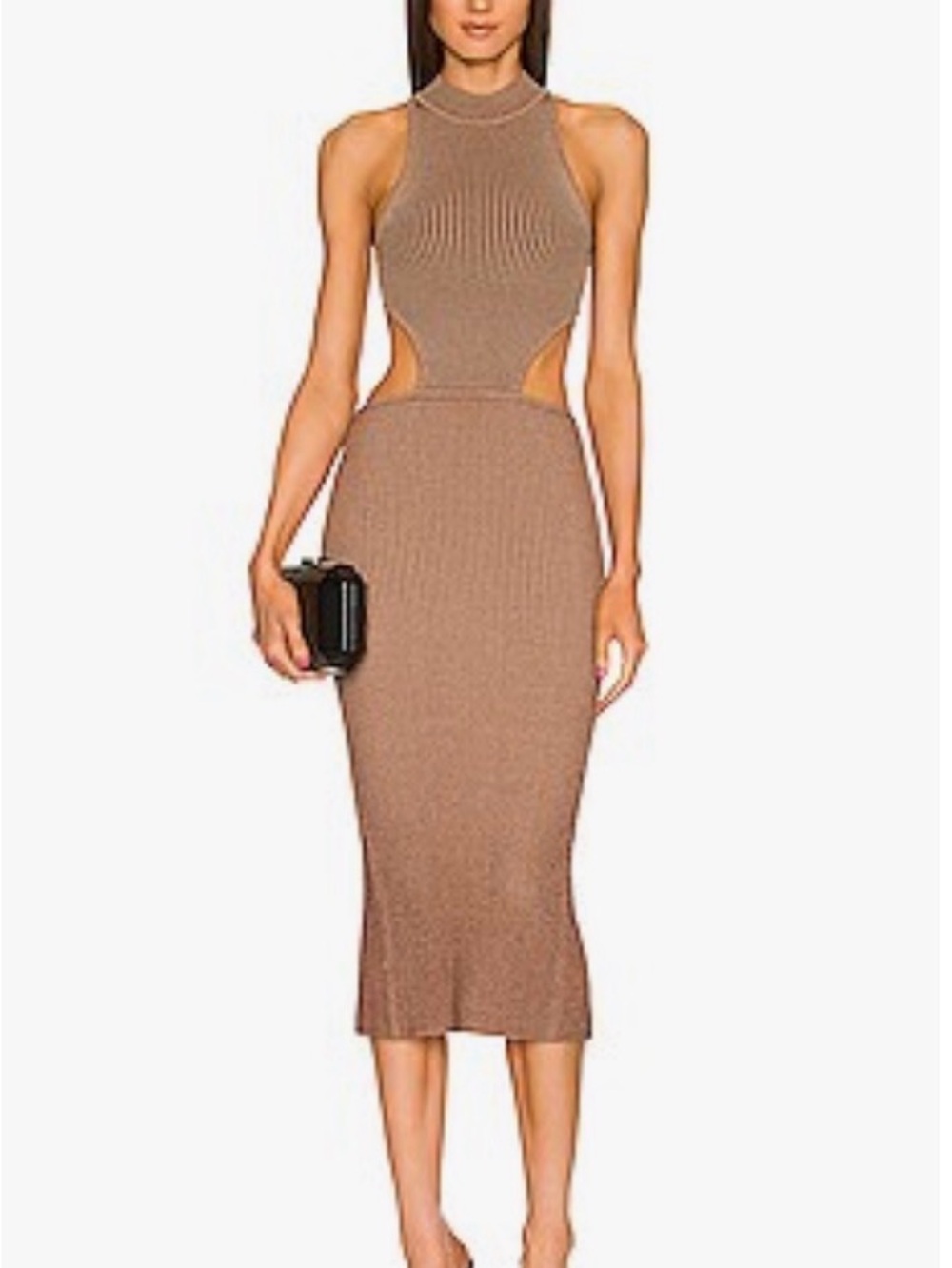 Michael Costello Brown Sleeveless Midi Dress